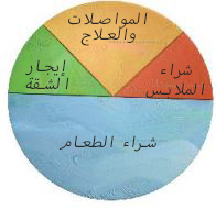المخطط الدائري لمصروف أحد الموظفين