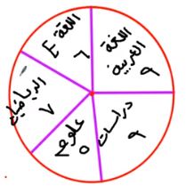 المخطط الدائري للساعات الأسبوعية في مراجعة المواد